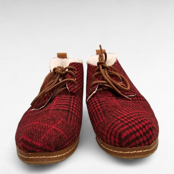 Toms Red Plaid Bota Shoes Size 10 - Picture 4 of 16